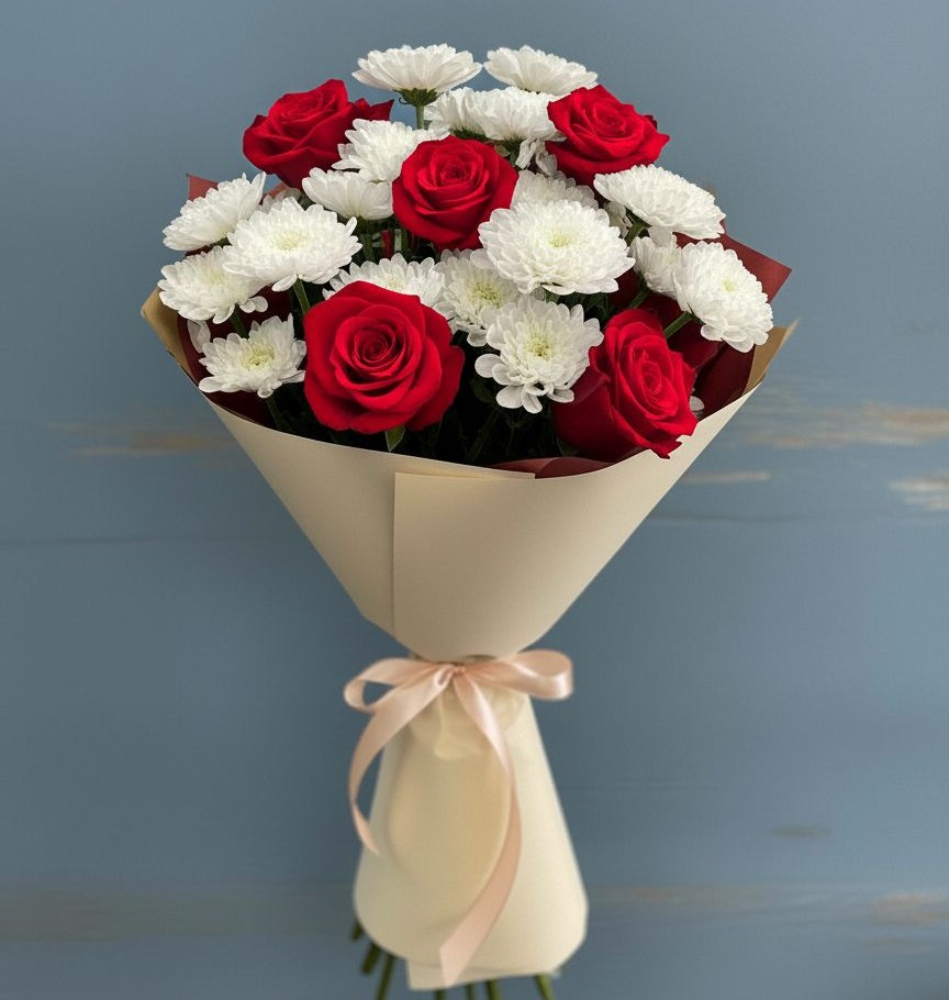 Букет цветов из: Розы и Хризантемы в Кучерле