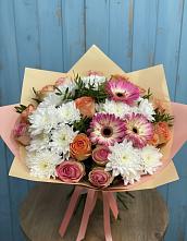 Букет цветов из:  Розы, Герберы и Хризантемы в Кучерле