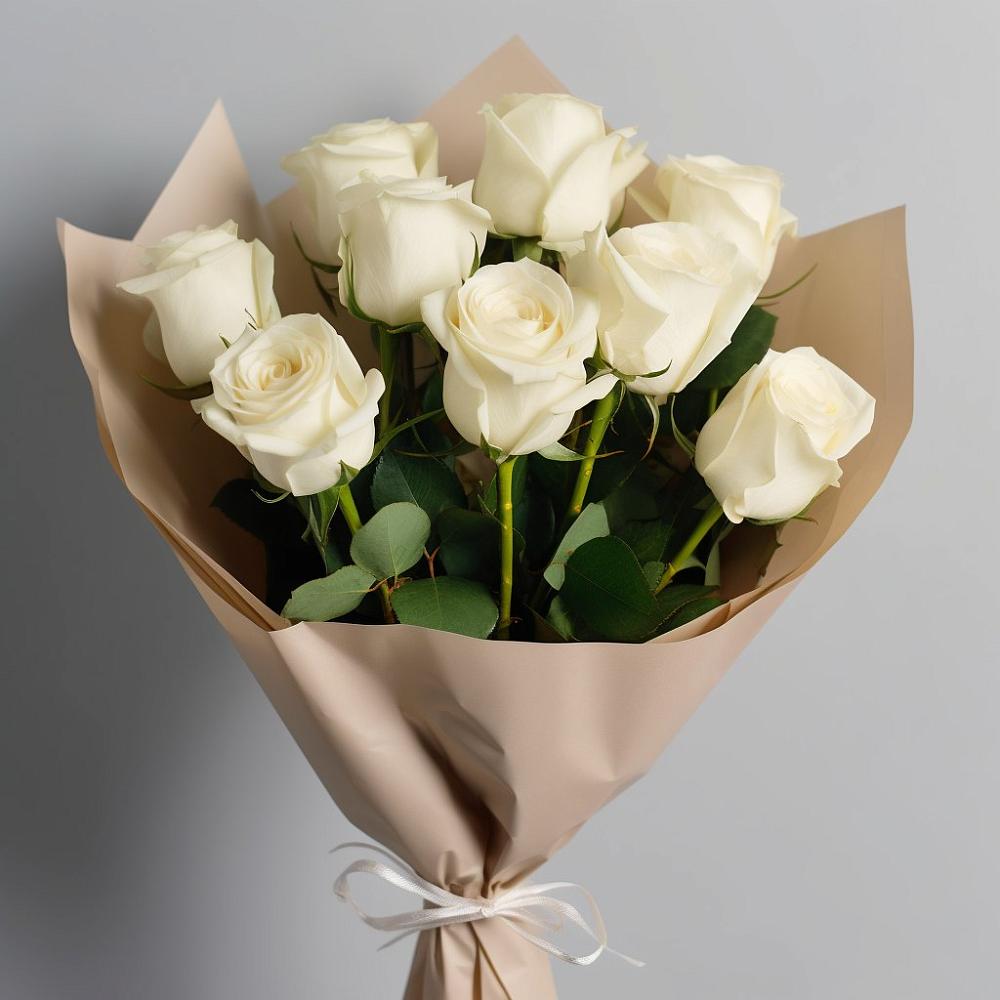 Букет 9 Белых роз Эдлесс Лав в Кучерле