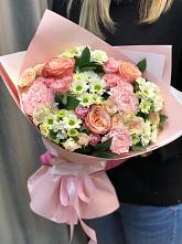 Букет нежные объятья в Кучерле Букет цветов из: Гвоздики, Розы и Хризантемы в Кучерле