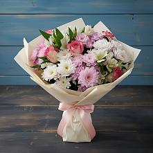 Букет цветов из:  Хризантемы, Альстромерии и Розы #REPLACE_PRED# Кучерле