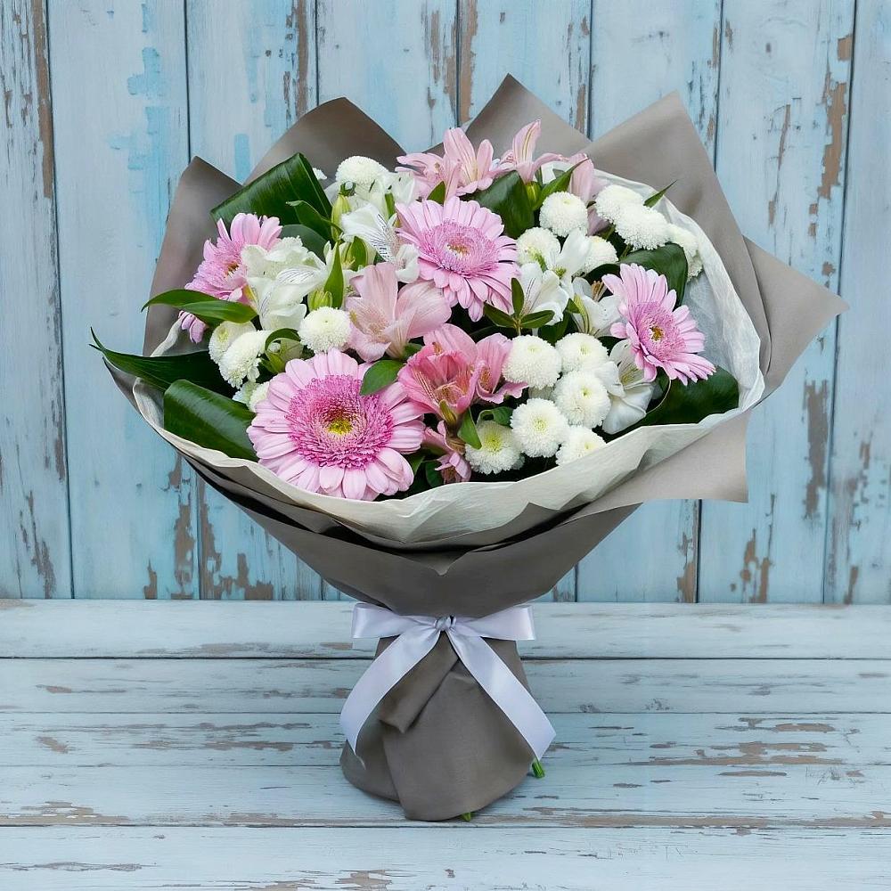 Букет цветов из: Герберы, Альстромерии и Хризантемы в Кучерле