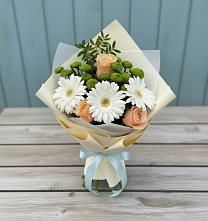 Букет цветов из:  Герберы, Розы и Хризантемы #REPLACE_PRED# Кучерле